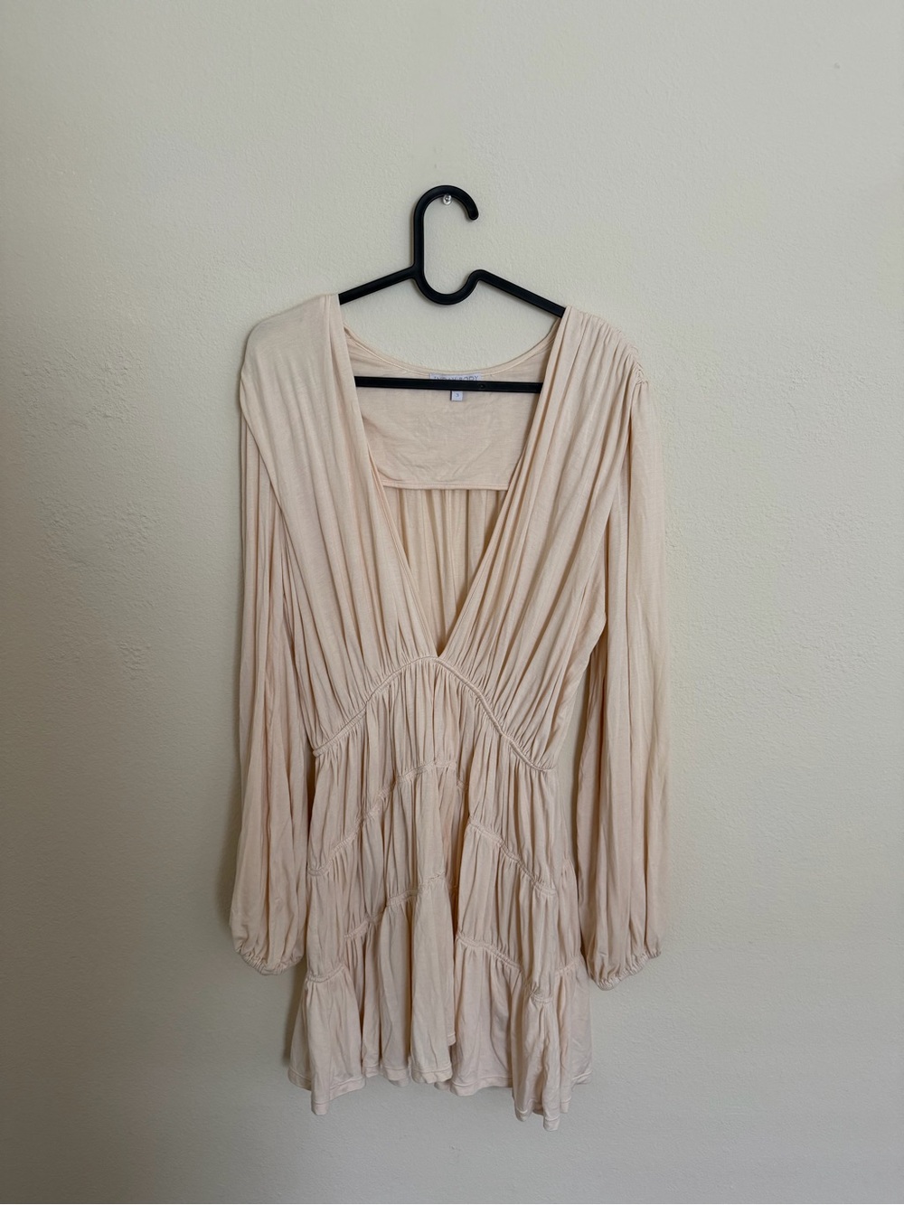 Indah Cream Tiered V-Neck Midi Dress